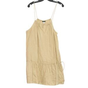 J Crew Dress Linen Minimalist Coastal Grandma Summer Cottage Boho Brown Medium